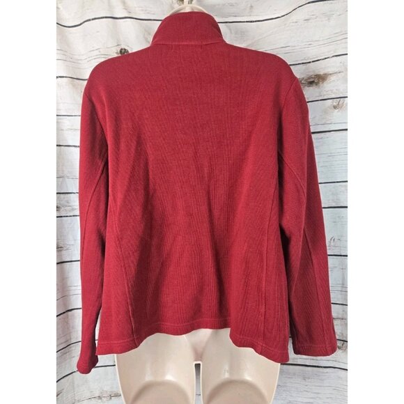 Ralph Lauren Red Knit Jacket 1X Gold Clasps Nautical 100% Cotton Equestrian - Picture 5 of 6